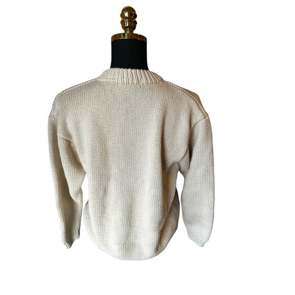 Vintage Babe Didrikson Golf Motif Sweater Cream 100% Cotton Size Large - Picture 3 of 4